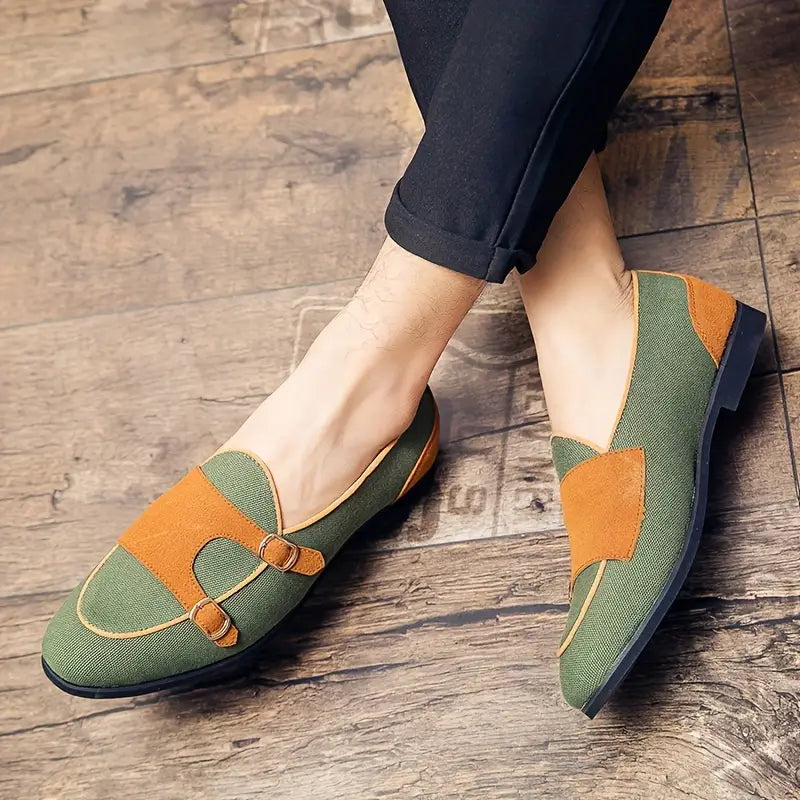 Oxford Canvas Suede Slip-Ons